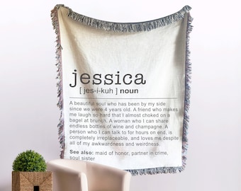 Personalized Name Blanket, Custom Name Blanket, Gift for Mom, Birthday Gift, Gift for Her, Gift for Him, Non-traditional Bridesmaid Gift
