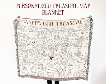 Personalized Pirate Blanket, Custom Treasure Map Blanket, Gifts for Kids, Pirate Birthday, Pirates, Birthday Gift , wall tapestry, map