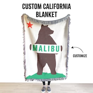 Custom California Blanket, California Flag, California Bear, California Gift, State Pride, Home Decor, Housewarming Gift, Woven Throw, Cali
