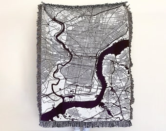 Philadelphia Map Blanket, Philadelphia Blanket, Philadelphia Map, Philadelphia Art, Map Blanket, House Warming Gift, Throw Blanket, Philly