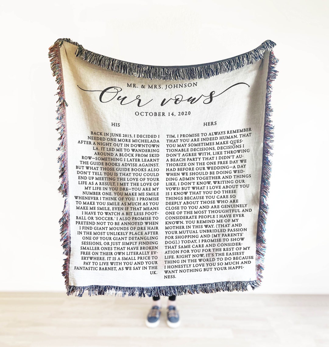 Wedding Vows Personalized Blanket, Wedding Gifts, Vow Books Blanket