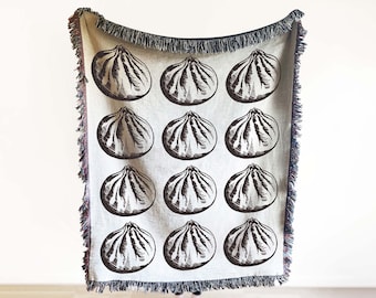 Dumplings Cotton Throw Blanket, Bao Zi Lover Gift, Soup Dumpling Wall Art, Dim Sum Gift, Xiao Long Bao, Asian Tapestry, Gift for Foodie