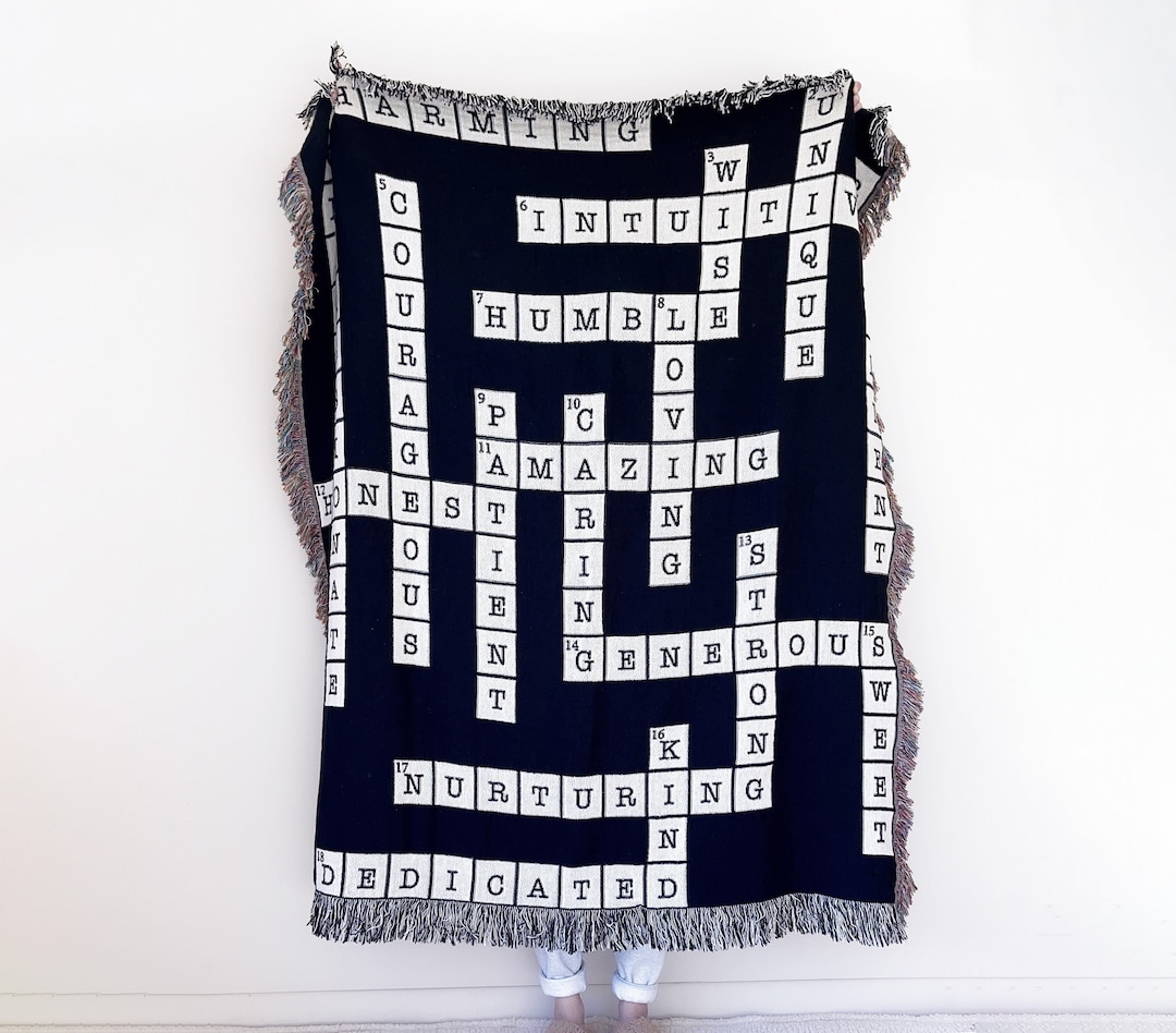 Crossword Blanket, Crossword Puzzle, Housewarming Gift, Gift for Mom