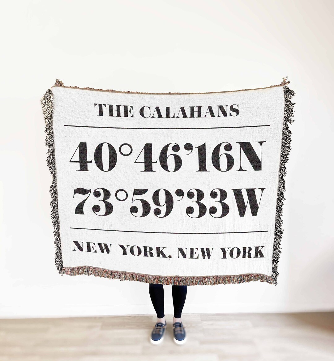 Home Blanket, Custom Address Woven Throw, Housewarming Gift, Realtor