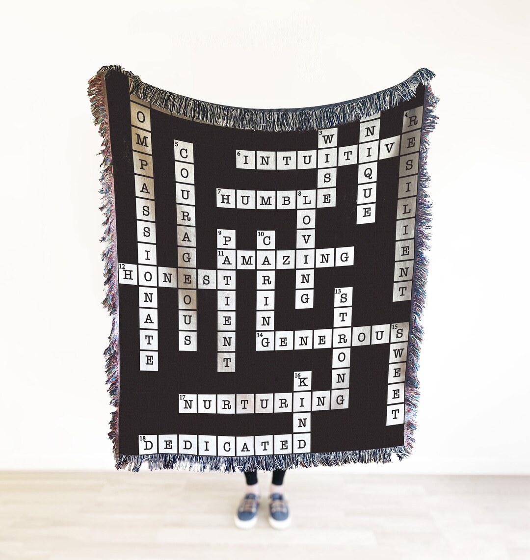 Crossword Blanket Crossword Puzzle Housewarming Gift Gift Etsy