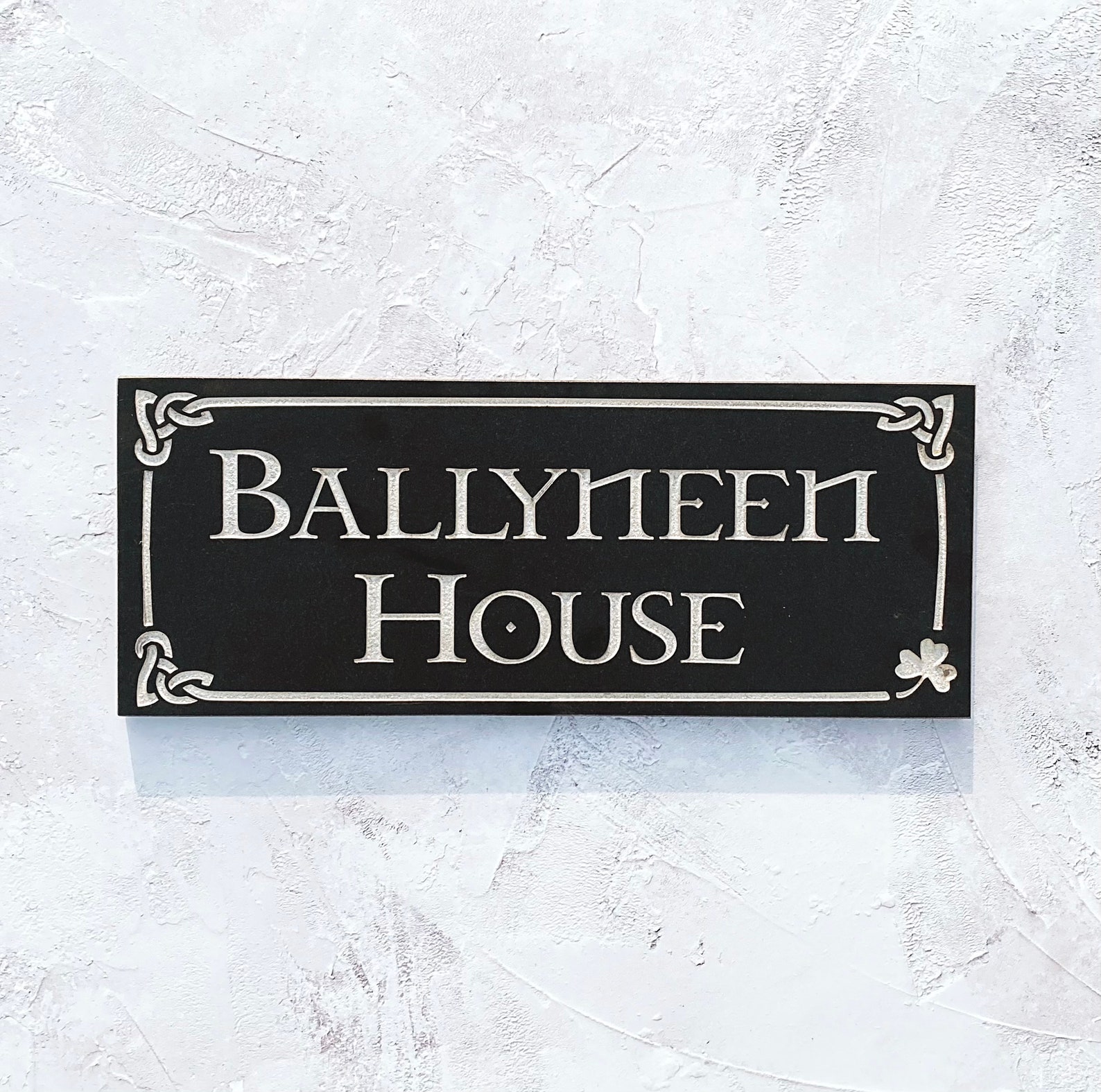 Large Engraved Stone House Sign / 2 Lines Text / Celtic Border With ...