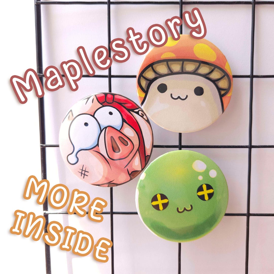 Maplestory Buttons Fan Art Pinback Badge Magnet Keychain Sleeve Set ...