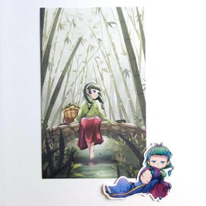 Poster Maomao Jinshi, journaux d'apothicaire, petits caractères, illustration de l'artiste Autocollant en vinyle gratuit avec promo