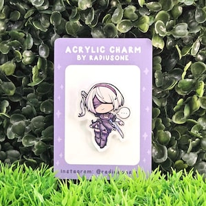 Nier Automata 2B Pin Chibi acryl bedel tekstballon groet