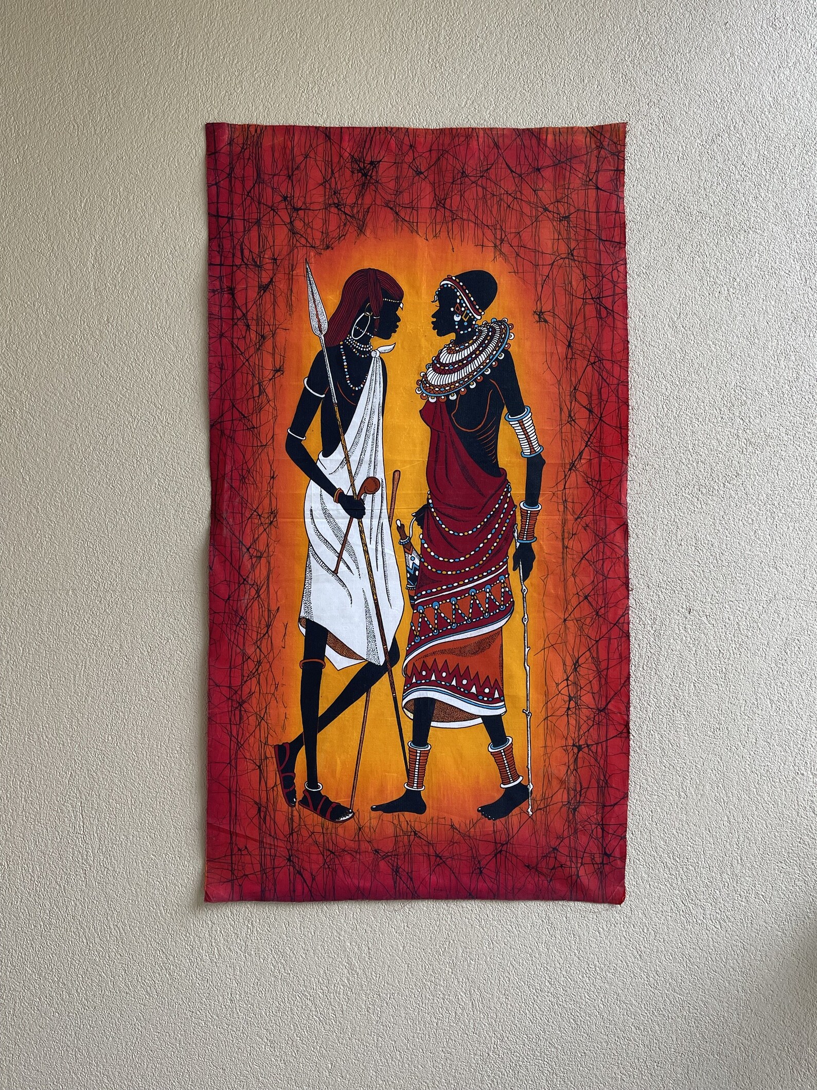 Maasai Couple Batik Wall Art African Wall Art Batik Wall Etsy