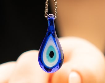 Evil Eye Pendant, Glass Jewelry, Evil Eye Necklace, Authentic Jewelry, Nazar Pendant, Protective Jewelry, Valentines Gift, Girlfriend Gift