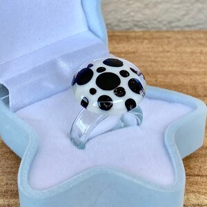 Murano Glass Ring, Cow Ring, Cow Jewelry, Dalmatian Ring, Statement Ring, Dalmatian Jewelry, Gift for Her, Glass Jewelry Set