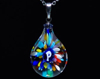 Colgante de inicial de cristal de Murano hecho a mano: dije de letra personalizado