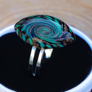 Handmade glass ring, handcrafted ring, statement ring, colorful ring, Mothers day gift, adjustable ring