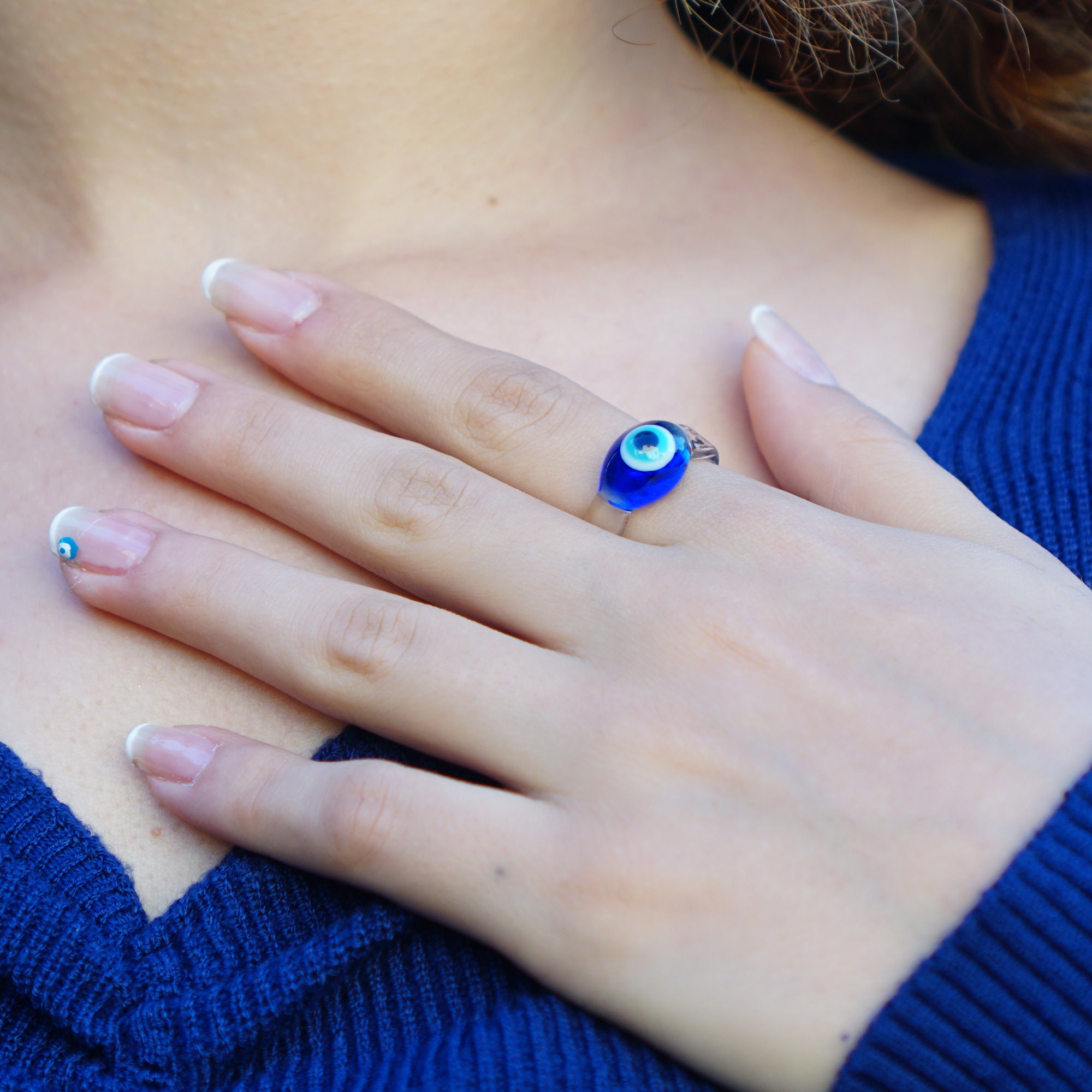 evil eye glass ring