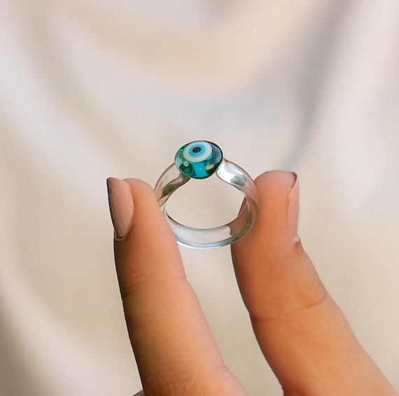 Evil eye talisman ring on sale glass