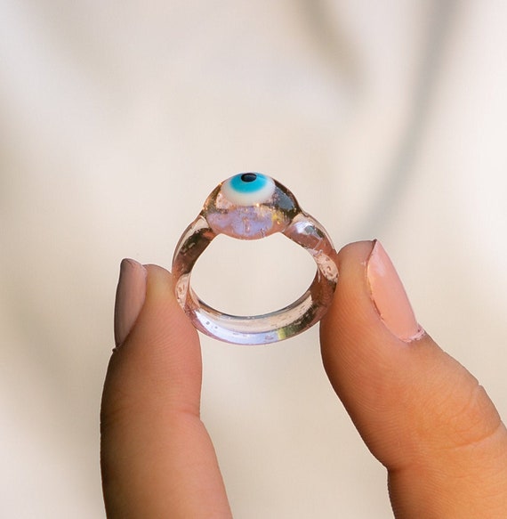 Evil eye talisman ring on sale glass