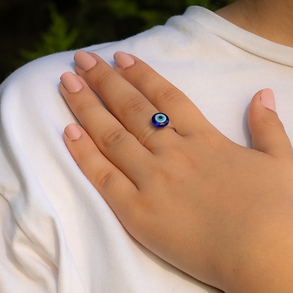 Evil eye talisman ring glass deals