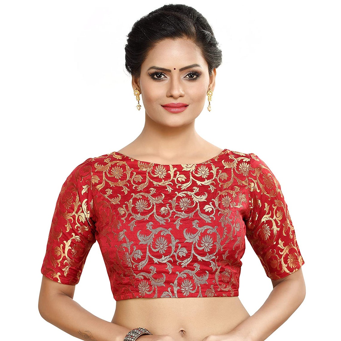 Boat Neck Latest Brocade Weaving Designer Silk Readymade Etsy