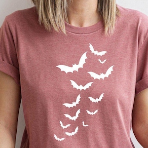 Halloween Party Gift, Halloween Bats Shirt, Minimalist Bats Tee, Flying Bats Shirt, Cute Halloween Shirt, Halloween Outfits, Spooky Bats Tee
