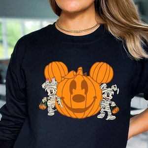 Halloween Pumpkin Sweatshirt, Disney Halloween Sweatshirt, Spooky Sweatshirt, Disney Trip Sweatshirt, Mickey and Minnie Ears Sweatshirt