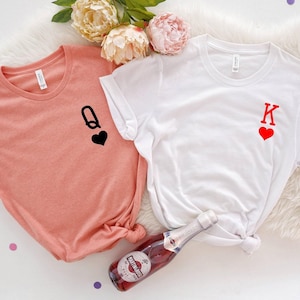 King and Queen Shirts, Crown Love T-Shirt, King of Spades Tee, Queen of Hearts Shirt, Gift for Couple, Matching Couple Tee, Queen of Heart
