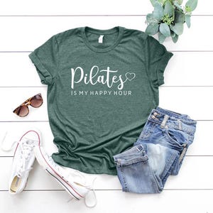 Pilates is My Happy Hour Shirt, Pilates Shirt, Gym Shirt, Pilates Gift, Pilates Lover T-Shirt, Fitness T-shirt, Workout Shirt, Yoga Shirt