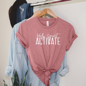 Holy Spirit Activate Shirt, Religious Mom Shirt, Worship T-Shirt, Inspirational Gift, Spiritual Shirt, Faith T-Shirt, Funny Viral Quote Tee Bild 3