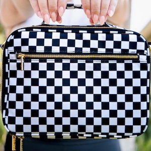 Black Checkered Bible Bag Bible Cover Bible Tote Womens Bible Bag Christian Gift Bible Purse Bible Study Bag