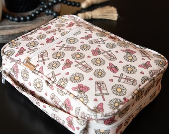 Iced Coffee Bible Bag: Butterfly Daisy Floral Crossbody Book Tote, Christian Gift