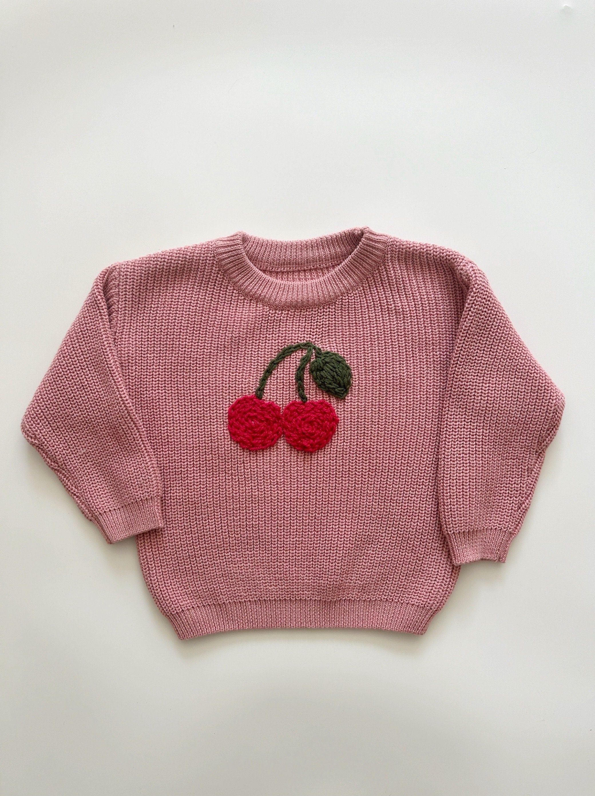 Baby girl sweet cherry embroidered sweater, baby girl fruit embroidered jumper, baby girl custom sweatshirt, baby girl gift, baby clothes