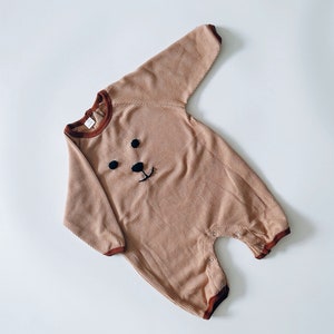 Teddy bear waffle knit baby bodysuit, baby teddy bear romper, gender neutral baby bodysuit, unisex baby romper, baby outfit, baby clothes