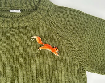 Baby embroidered red squirrel sweatshirt, baby girl sweater, baby boy sweater, baby clothes, baby jumper, baby clothing, baby knitwear