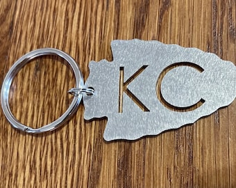 KC Chiefs Kansas City Keychain Ornament NFL Football LaserCut Stainless Key Fob