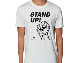 Biologisch uniseks "Stand Up!" T-shirt met ronde hals