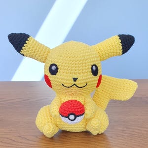 Handmade Crochet Pikachu plush with Poke ball