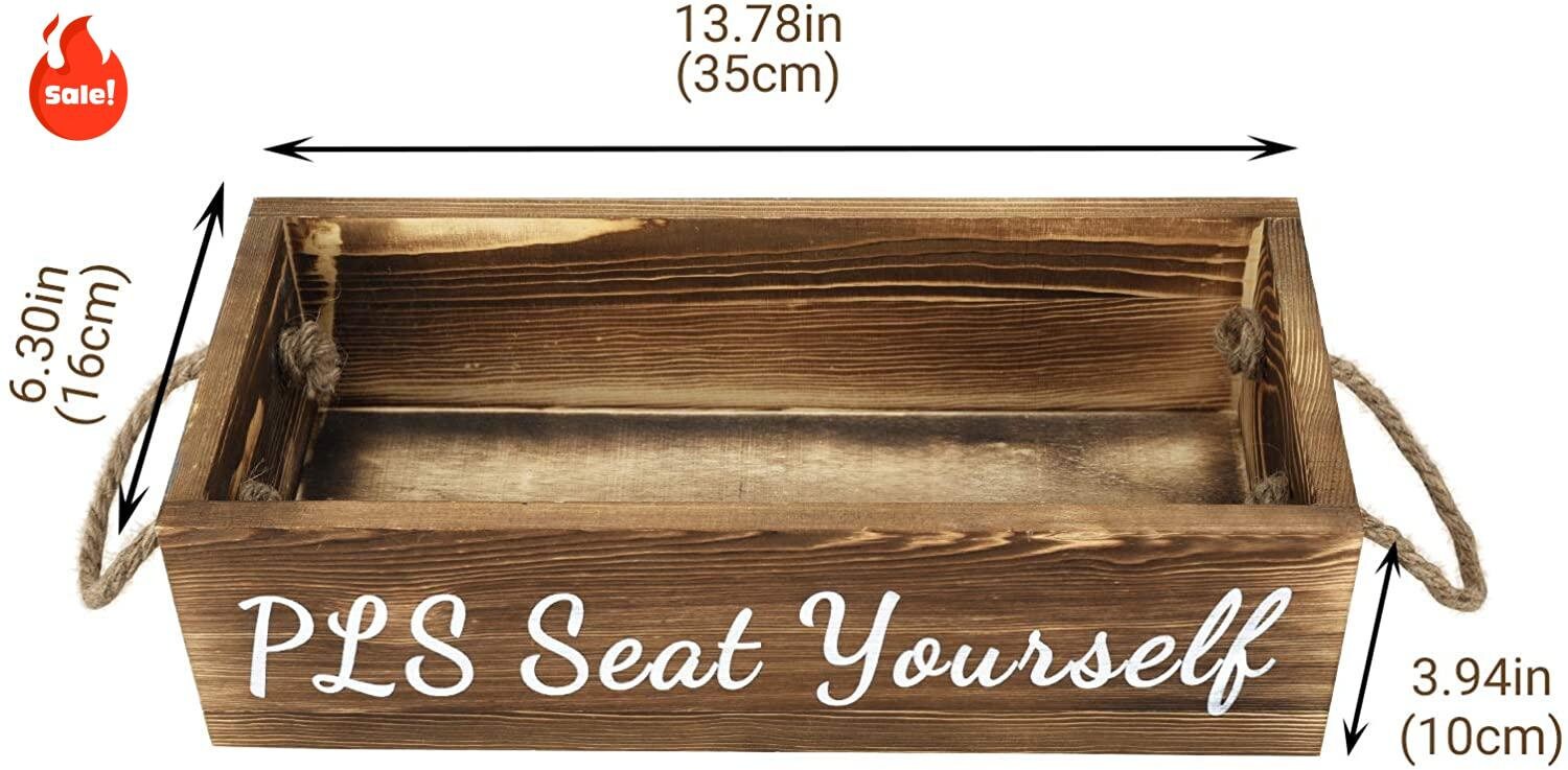 Bathroom Decor Box 2 Sides Wood Toilet Tank Top Storage Tray Etsy