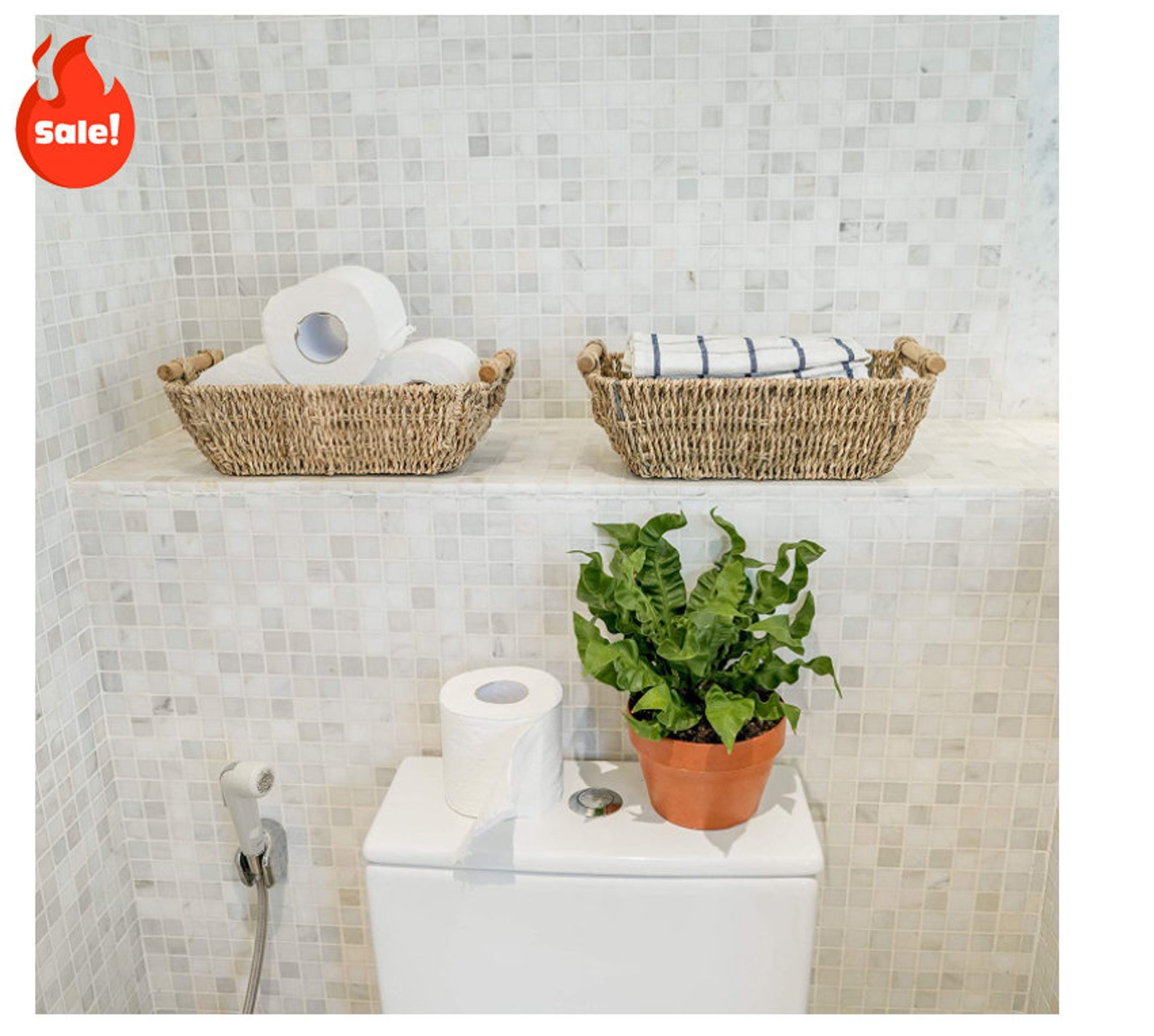 Small Wicker Basket for Bathroom Woven Seagrass Basket with Etsy