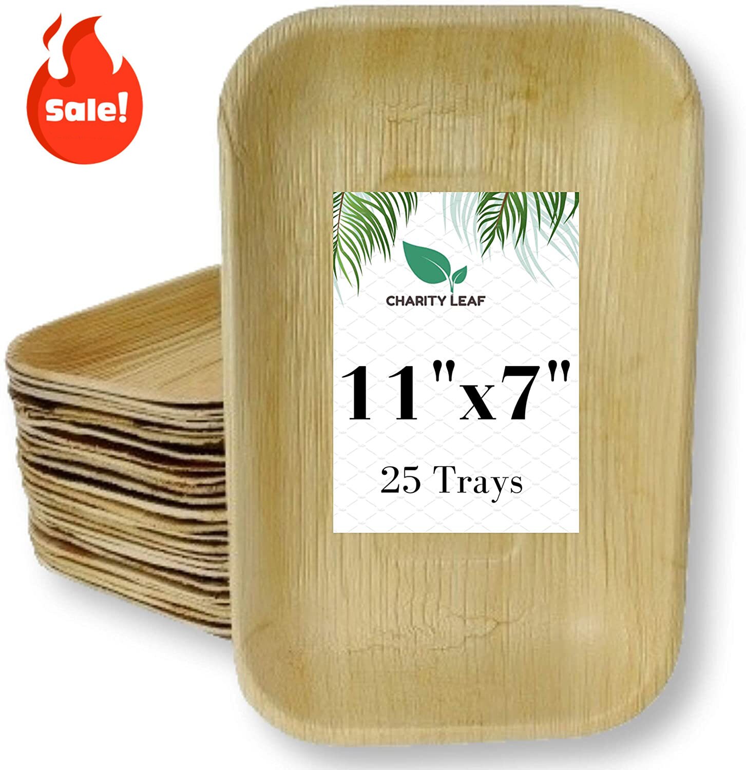Disposable Palm Leaf Tray Like Bamboo Rectangle Serving Tray Etsy