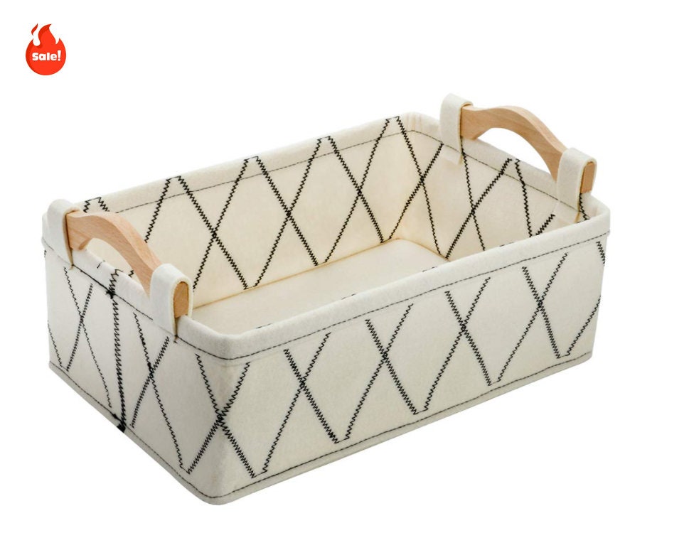 Basket Shallow Storage Baskets Felt Storage Basket Bin Long Etsy