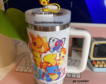 40oz Tumbler with handle| Disney Princess cup| Quencher v2 Tumbler | Travel Tumbler| Magical HP Cup| Poke Pika Mug| Stanley Style Tumbler
