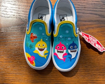 Toddler Baby Kids Customized Shark Vans Slip on Shoes - Etsy