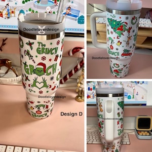 40oz Tumbler with handle| Disney MM cup| Quencher v2 tumbler| Travel Tumbler| Grinchmas | Xmas Pooh Party| Lilo & Stitch Xmas Fun