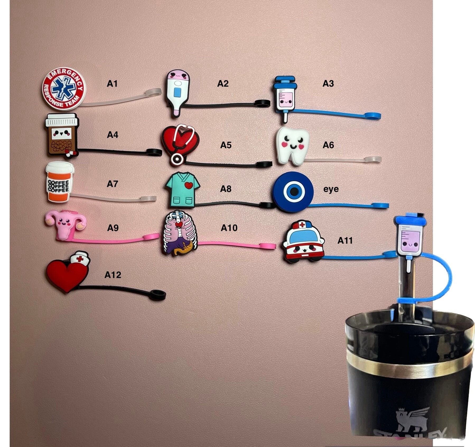 Nurse Straw Toppers (11 Set) [read description] – Starbies Rules Everything