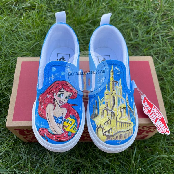 Toddler / Kids / Baby Custom Little Mermaid Airel inspired Van Shoes | Custom Little Mermaid Airel Vans Shoes | Custom Princess Vans Shoes