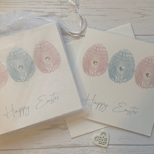 Pack  of Easter cards.  Beautiful Batik style pastel eggs to accompany a Happy Easter message. Luxury cards.