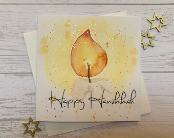 Pack of Hanukkah cards.  Beautiful hand  embellished  Hanukkah cards depicting the light of a candle. Luxury hand  foiled embellished cards