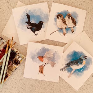 Watercolor Bird Art Cards: Blank Greeting Card Set