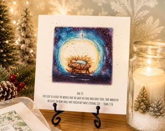 Christian Advent Art Cards: Watercolor Bible Verse Advent Calendar