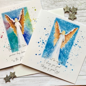 Pack of Christian Christmas cards. Bible Christmas Card. Beautiful,  delicately hand foiled angel design. Luxury  cards